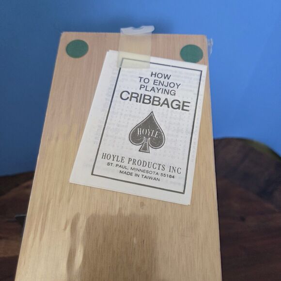 Vintage HOYLE Wooden Cribbage Board #5022 Continuous Track 2 Lane SEALED NEW - Picture 4 of 11